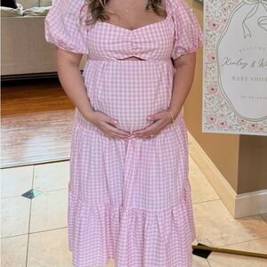 Pink Gingham Maxi Dress